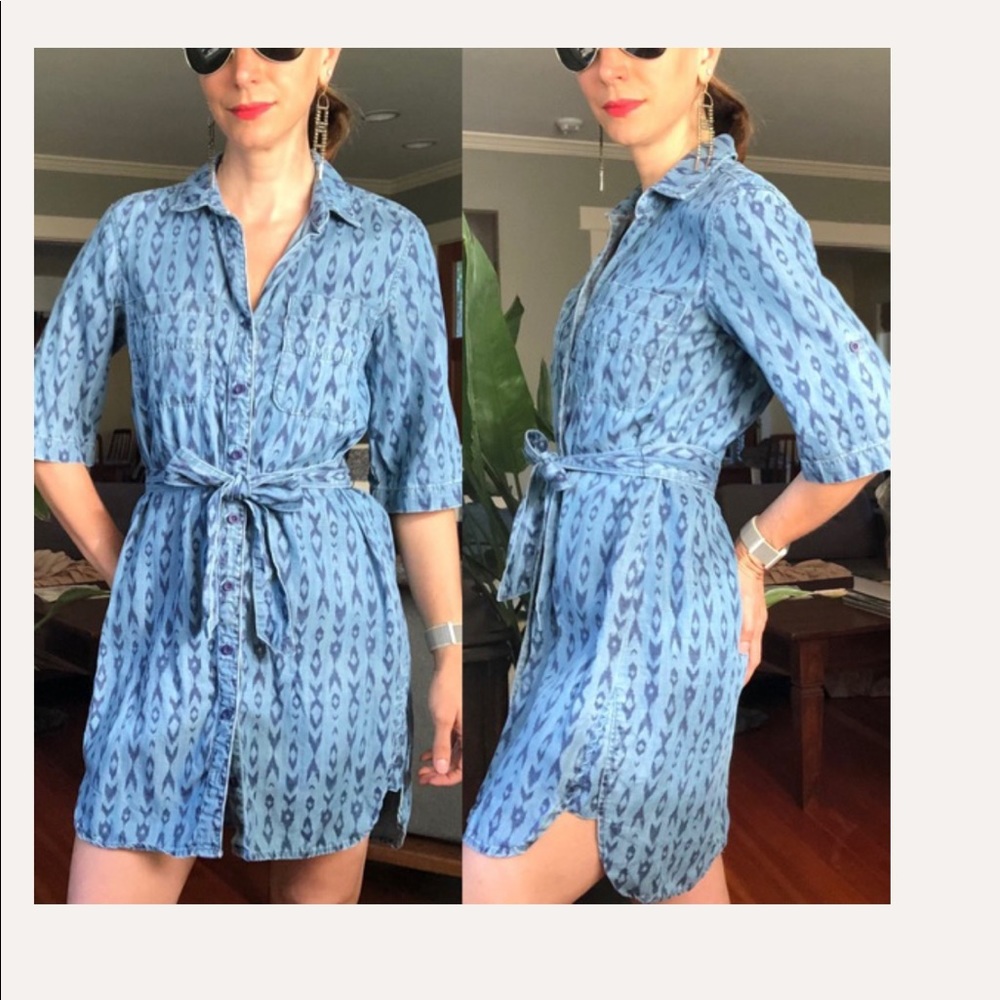 Cloth & Stone Chambray printed shirt dress